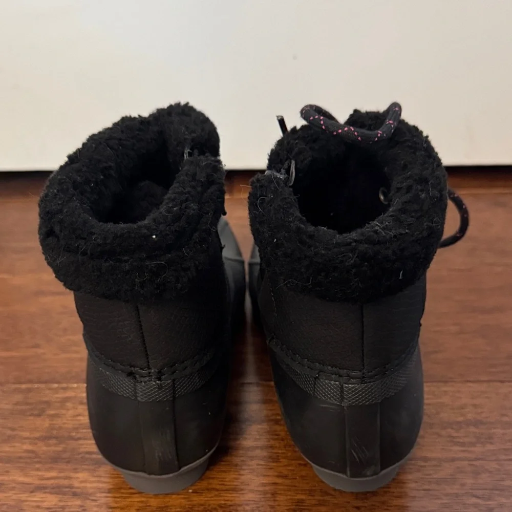 Sperry Black Winter & Rain Boots with Pink Accents